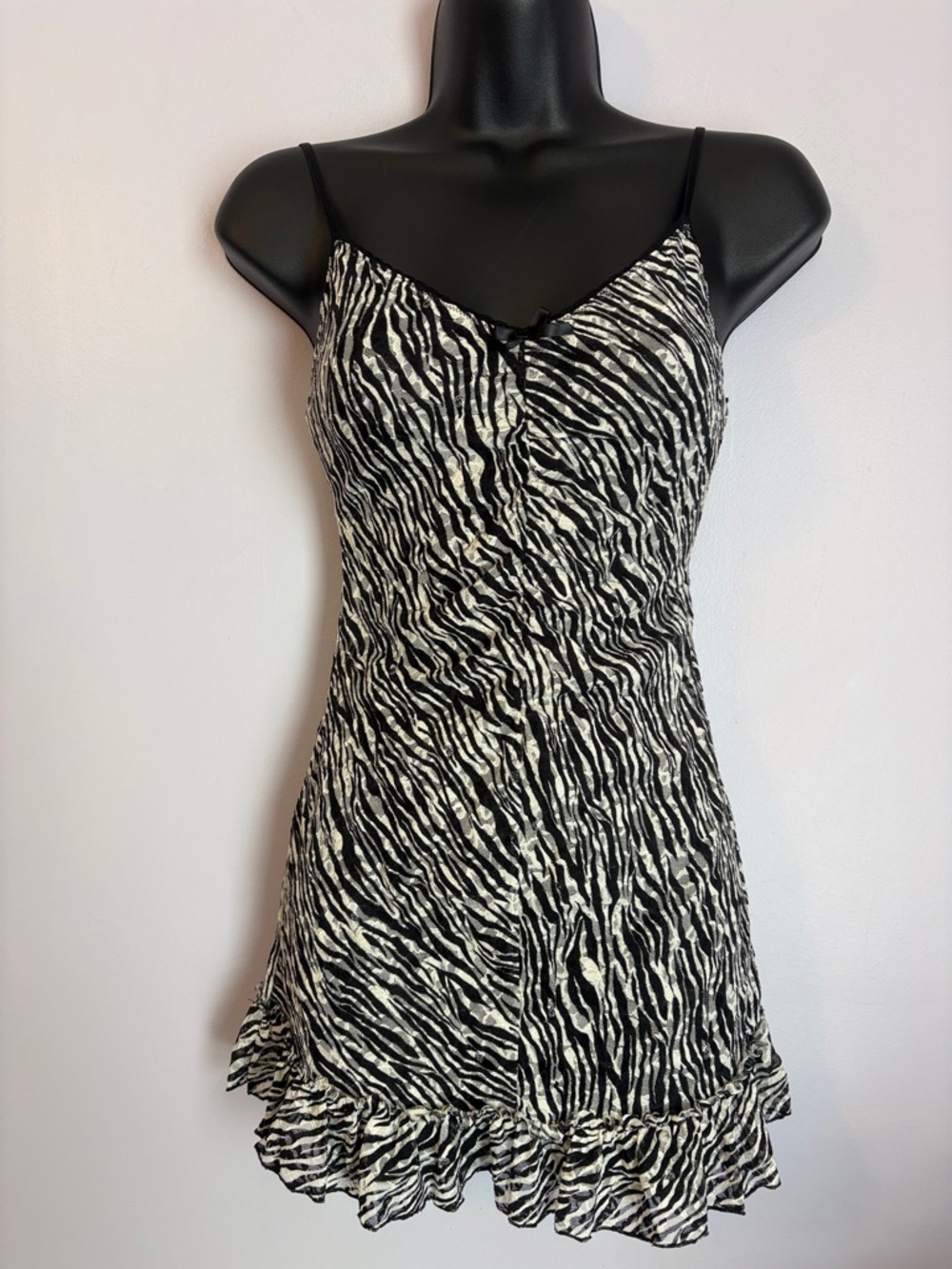 Victoria’s Secret The Lacie Animal Print Zebra Lace Stretch Lingerie Slip Dress